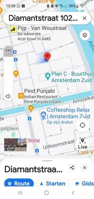 a map of the city of amsterdam with a red marker at Zoet Amsterdam in Amsterdam