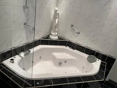 a bath tub with a statue sitting on top of it at Quarles 80 - free parking in Noordwijk aan Zee