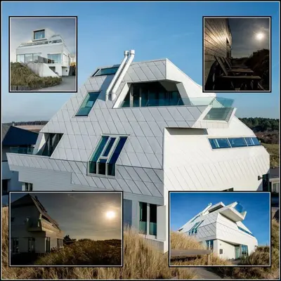 a collage of photos of a white house at Villa Beachhouse in Bergen aan Zee
