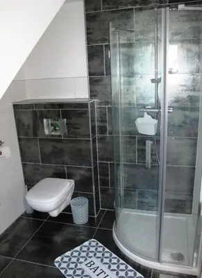 a bathroom with a shower and a toilet and a sink at Duinen Paradijs Zandvoort in Zandvoort