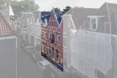 an aerial view of a city street with buildings at Casa Hofdijkstraat in Alkmaar