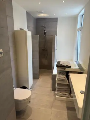 a bathroom with a toilet and a sink and a shower at Casa Hofdijkstraat in Alkmaar
