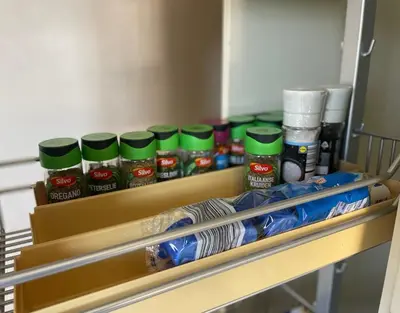 a shelf in a refrigerator filled with lots of food at De Sas in Lisse in Lisse
