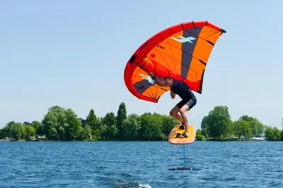 a man on a board with a sail and a windsurfer at Maison Hans in Loenen aan de Vecht