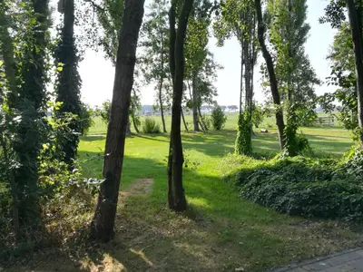 a path through a park with trees and grass at Appartement De Molshoop in Landsmeer