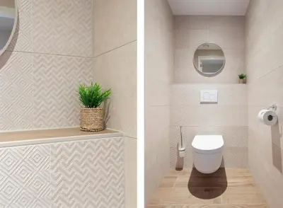 two pictures of a bathroom with a toilet and a mirror at Short Stay Zandvoort at 68A in Zandvoort