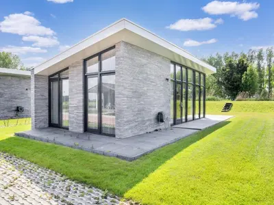a rendering of a house with glass windows at Holiday Home in Oud Ade near Kaag Lakes in Oud-Ade