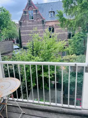 a view of a house from a balcony at Cozy museum area home in Amsterdam