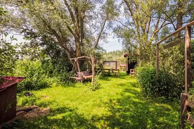 a garden with a swing and a tree at Nature lovers Amsterdam Zaandam in Wijdewormer