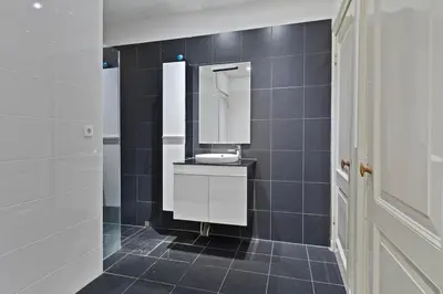a bathroom with a sink and a mirror at Authentic stay in Alkmaar in Alkmaar
