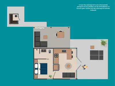 a floor plan of a house with furniture at Samoza in Ons Belang