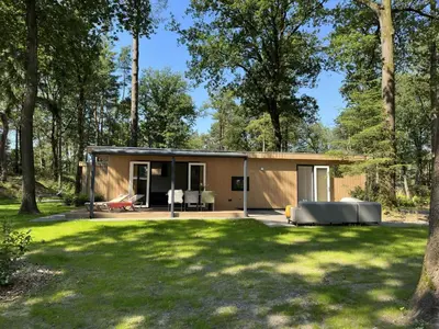 a tiny house in the woods with a yard at Samoza in Ons Belang