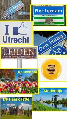 a collage of different signs in different languages at Guesthouse Het Woerdense Veerhuis in Woerden