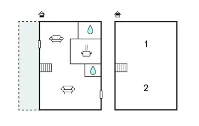 a schematic diagram of a bathroom with two toilets at Cozy Home In Bergen Aan Zee With Wifi in Bergen aan Zee