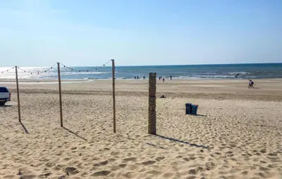 a group of volleyball nets on a beach at Cozy Home In Bergen Aan Zee With Wifi in Bergen aan Zee