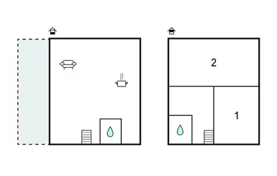 two diagrams showing the proportions of a house at 2 Bedroom Beach Front Home In Egmond Aan Zee in Egmond aan Zee