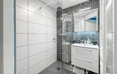 a bathroom with a shower and a sink at Nice Home In Dirkshorn With Wifi in Dirkshorn
