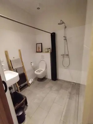 a bathroom with a toilet and a sink at Park 43 in Haarlem