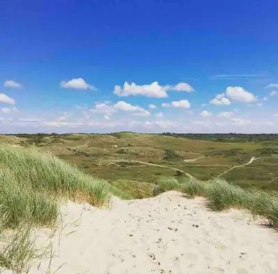 a view of a sand dune in a field at Appartement Buissant des Amorie! in Castricum