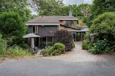 a house with a brick driveway in front of it at Villa Nolan in Bergen