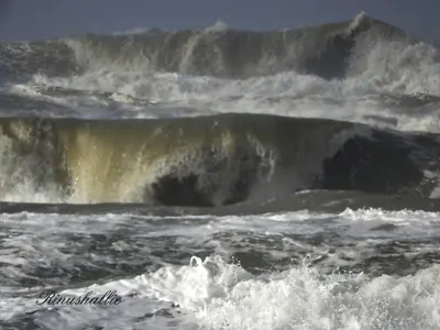 a large wave in a body of water at Appartement Seabird in Zandvoort