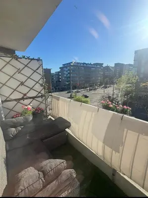 a view of a balcony with stairs on a building at Cozy & Sunny apartment in Amsterdam west in Amsterdam