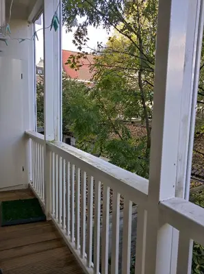 a view from the balcony of a house at Apartment in Museumplein in Amsterdam