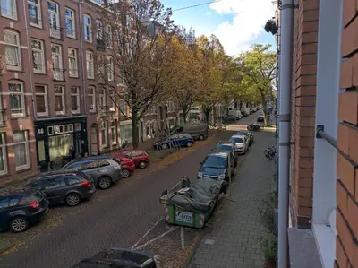 a street with cars parked on the side of the road at Apartment in Museumplein in Amsterdam