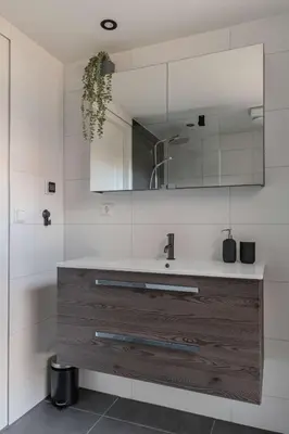 a bathroom with a sink and a mirror at Haarlem Hart in Haarlem