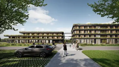 a rendering of a car parked in front of a building at Spaarnwoude Park Hotel in Velsen-Zuid