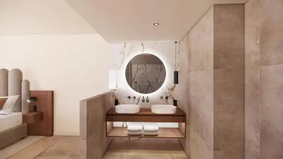 a bathroom with a sink and a mirror at Spaarnwoude Park Hotel in Velsen-Zuid