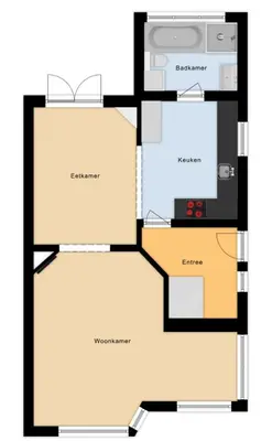 a floor plan of a house with at Vakantiehuis Pollux 6 pers 300m van het strand in Noordwijk aan Zee