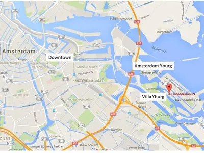 a map of the city of amsterdam at Villa Yburg in Amsterdam