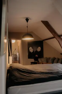 a bedroom with a bed and a couch at Klein Nieuwe Wegen in Ons Belang