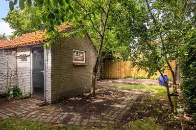 a small brick house with a tree in the yard at Lovely House in Zeist