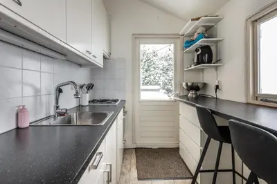 a kitchen with a sink and a counter at Private Estate Villa near Amsterdam with Hottub 12p in Abcoude