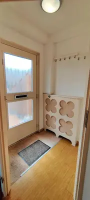 an empty room with a door and a window at Villa near Amsterdam in Almere