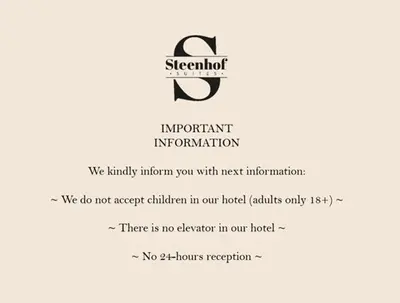 a screenshot of a document with the text important information at Boutique Hotel Steenhof Suites - Adults Only in Leiden