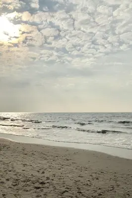 a beach with the ocean and a cloudy sky at Apartment Het kleine Hemeltje by Interhome in Wervershoof
