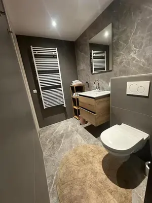 a bathroom with a white toilet and a sink at Little Village - Noordwijkerhout in Noordwijkerhout