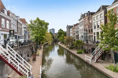 a view of a canal in a city with buildings at 2P studio in Utrecht city center in Utrecht