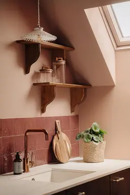 a kitchen with wooden shelves and a sink at Atteheem in Breukelen