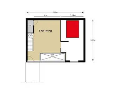 a schematic diagram of the living area at Bed of Roses in Amsterdam