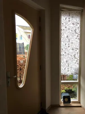 a window in a room with a speaker next to it at B&B 't Buitenkansje in Almere