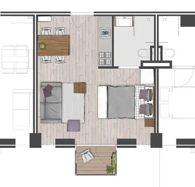 a floor plan of a small apartment with at JOINN! City Lofts Houten Utrecht in Houten