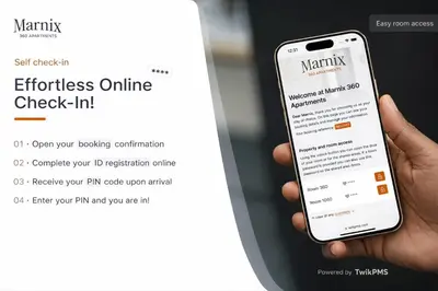 a hand holding a cell phone with the niantisk office check in screen at Marnix360apartments Classic in Amsterdam