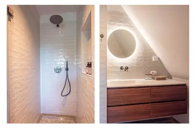 a bathroom with a shower and a sink at De Kievit in Vogelenzang