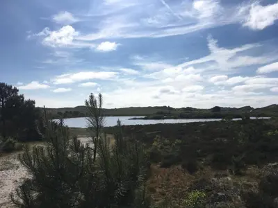 a large body of water in a field at Holiday Home in Schoorl near Forest & Beach in Schoorl