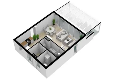 a rendering of a floor plan of a house at Ferienhaus Sonnenschein in Sint Maarten