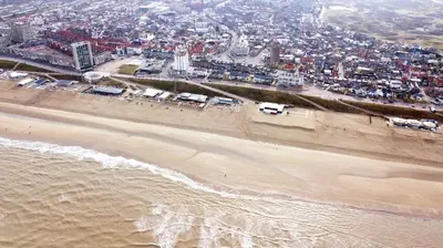 an aerial view of a beach and a city at Boulevard 5 in Zandvoort